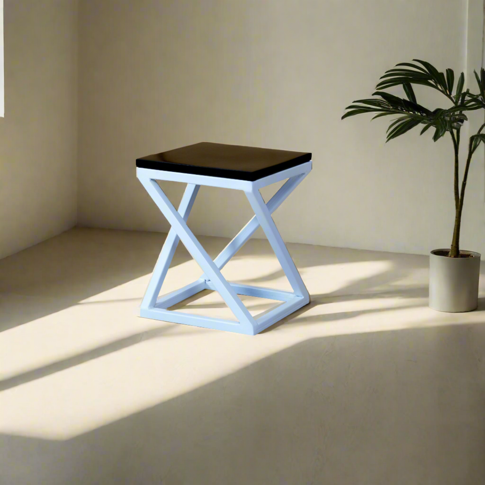 New Stylish White Side Table With Walnut Wooden Top - Furnishiaa -  -